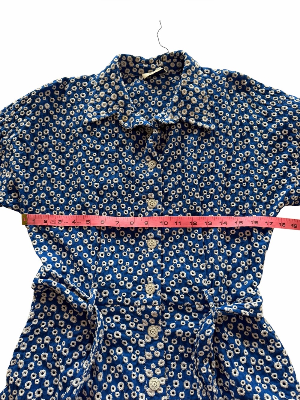 Nocturne brand Blue Button-Up Belted Eyelet Jumpsuit size 38 (US 8) - Picture 11 of 15